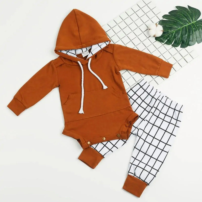 Unisex Tracksuit Set With Plaid Pants