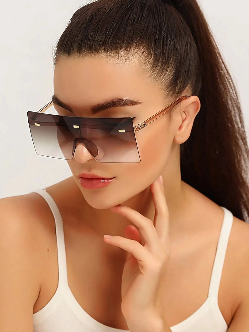 Lux Ombre Lens Flat Top Shield Sunglasses