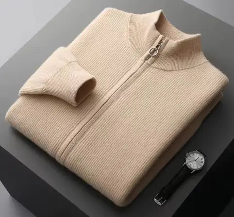 Pure Cashmere Turtleneck Cardigan