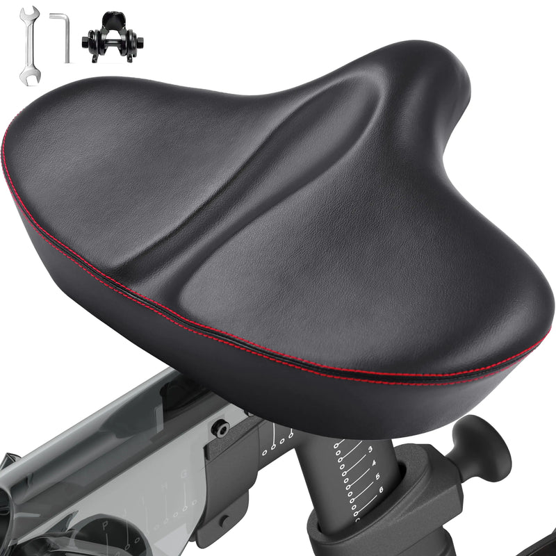 Wide Bike Seat Compatible with Peloton Bike & Bike Plus Bike Seat Cushion for Women & Men Comfort Stationary Bike Saddle Replacement Exercise Bicycle Seat Extra Padding Accessories for Most Bikes