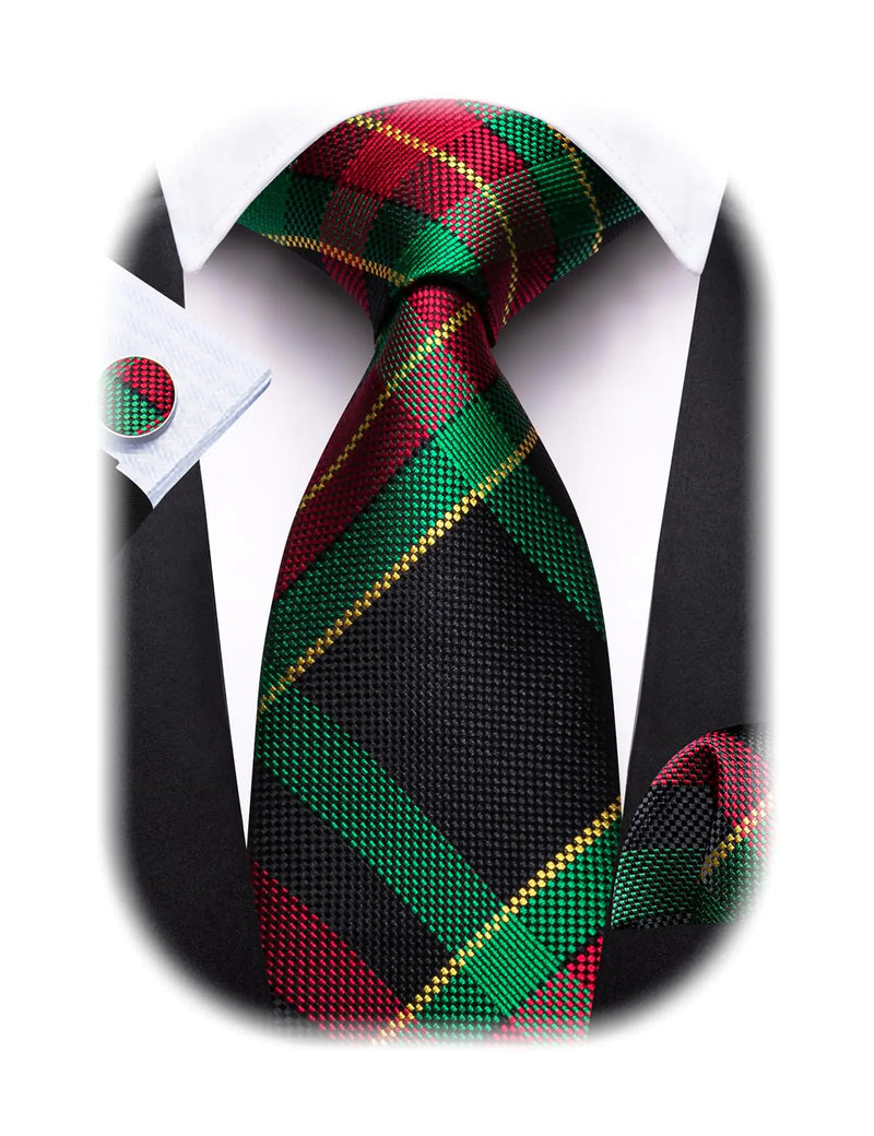 Barry.Wang Christmas Ties for Men Silk Woven Necktie Extra Long Holiday Neck Ties Xmas Snowflake Festival New Year