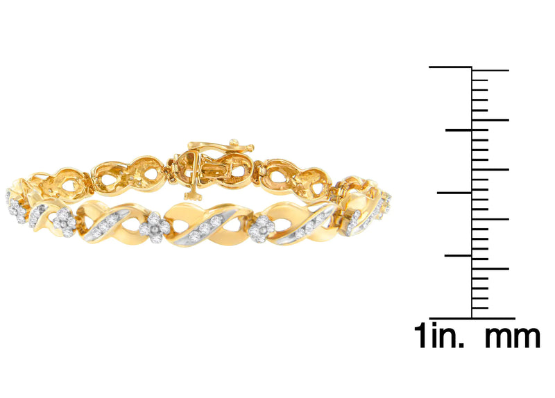 14K Yellow Gold Round-Cut Diamond Infinite Love Bracelet (1.00 cttw, I-J Color, I2-I3 Clarity)