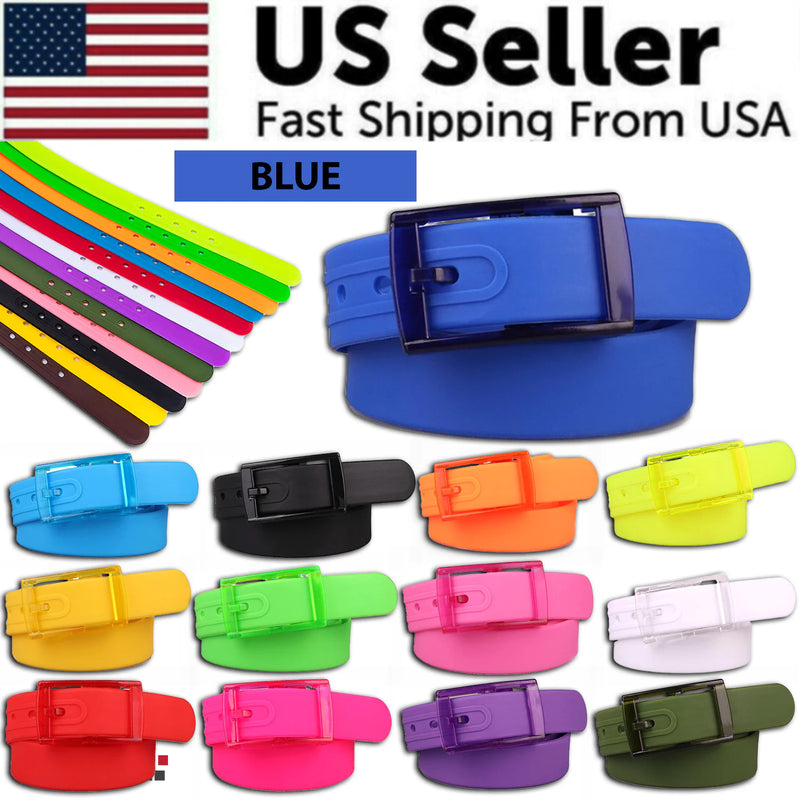 Adjustable Cut to Fit Rubber Plastic Jelly Silicone Casual Belt With Buckle USA