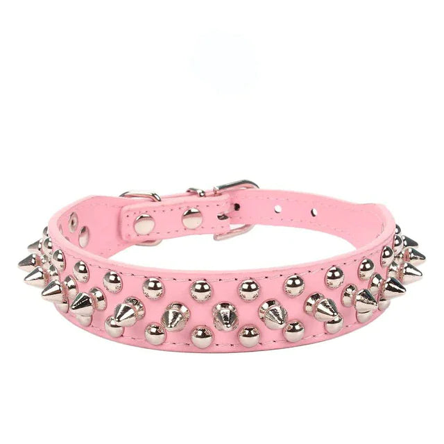 Spiked Studded Leather Dog Collar Rivets Pet Small Large Cat Pit Bull Adjustable