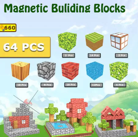 DIY Magnetic Building Blocks Set for Kids, Ages 3+