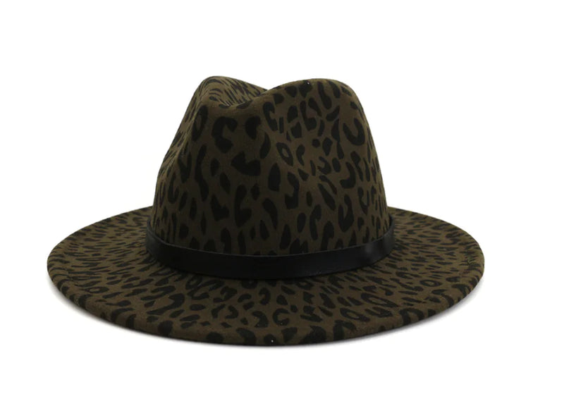 Leopard Print Jazz Hat for Couples - Wool Fedora MNDJS192