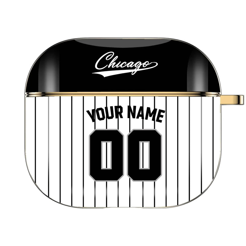 Custom Name & Number Baseball Jersey Case for AirPods Pro 3rd Generation Pro 2 (2019 2021 2022) with Keychain Personalized Sports Fans Gift for Chicago