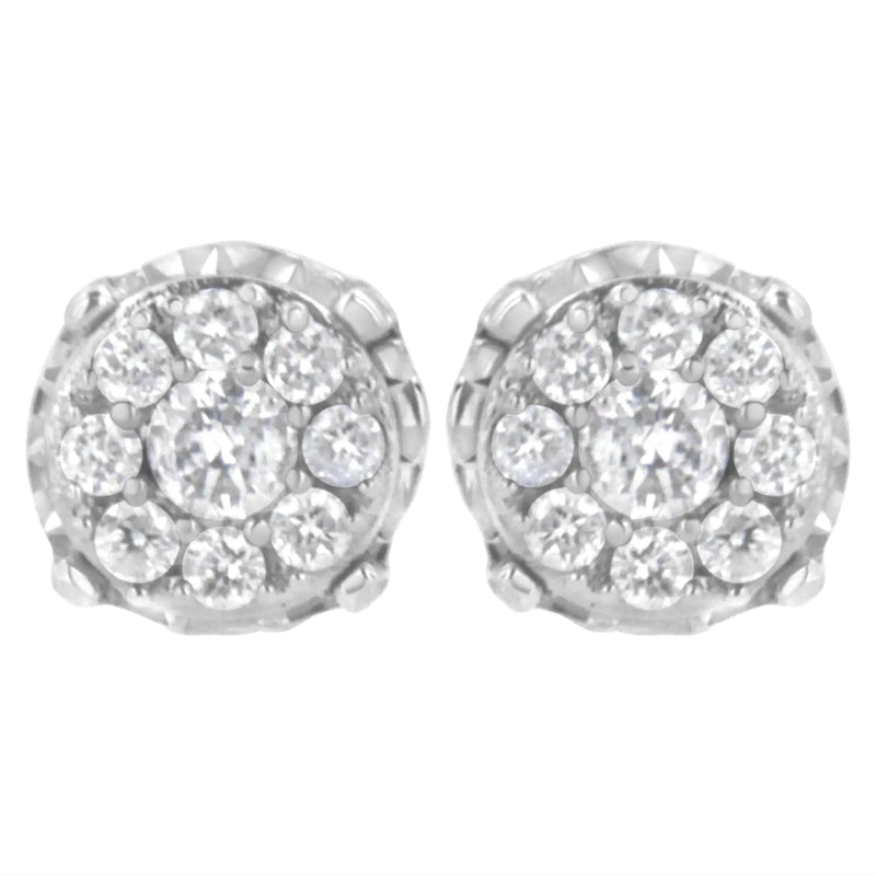 Sterling Silver 1/3 cttw Lab Grown Diamond Cluster Earring (F-G Color, VS2-SI1 Clarity)