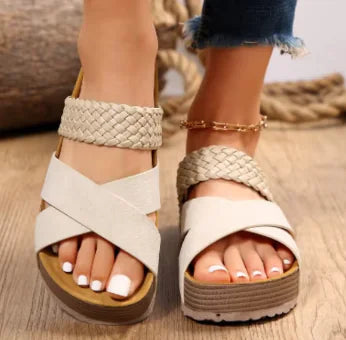 Woven Cross-strap Slippers For Women