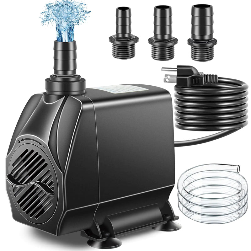 pamaner Submersible Pump Small Fountain Pump with Tubing Submersible Water Pump for Aquarium Fish Tank Indoor or Outdoor Pond Fountain Hydroponics Statuary (80W 1700GPH No Led Light)