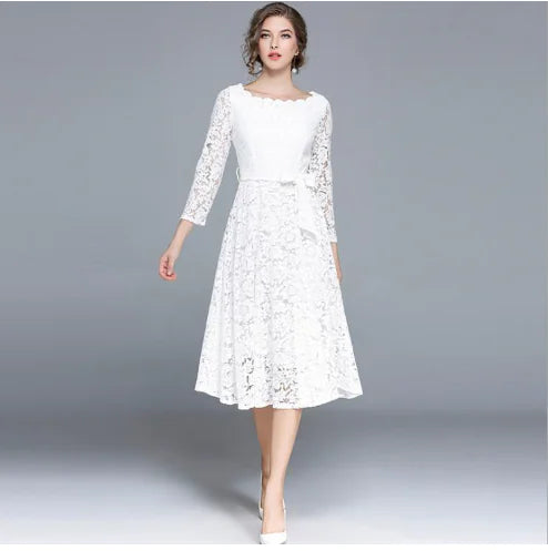 White Lace Dress With Sleeves