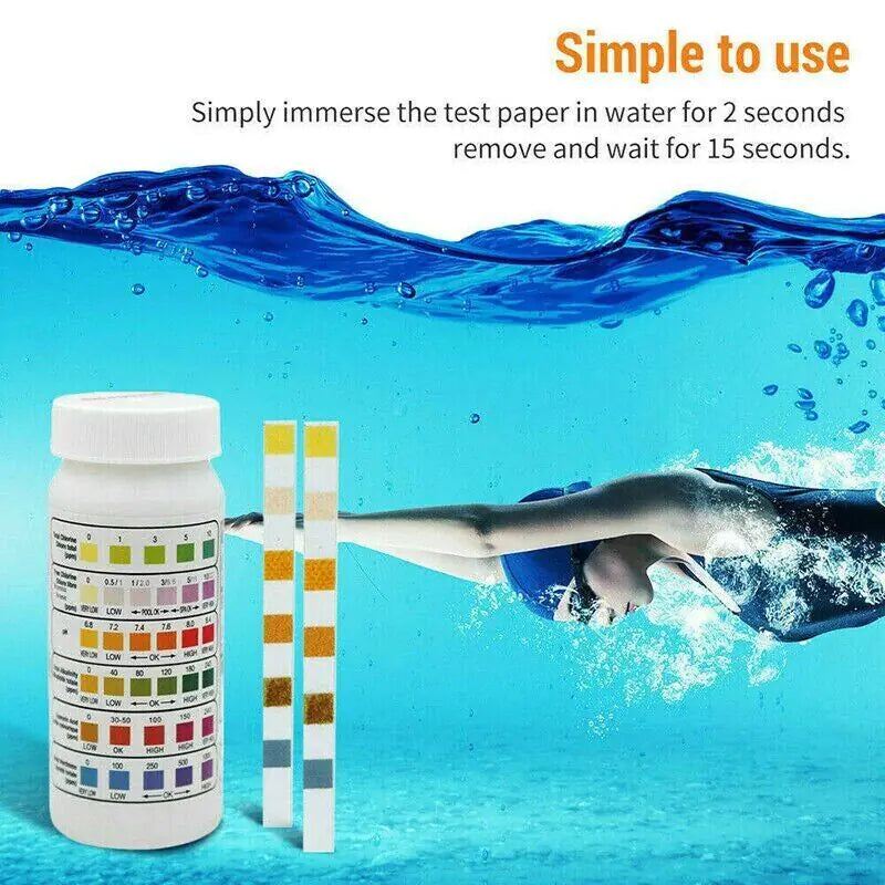 6 IN 1 Chlorine Dip Test Strips Hot Tub SPA Swimming Pool PH Tester Paper Bottle