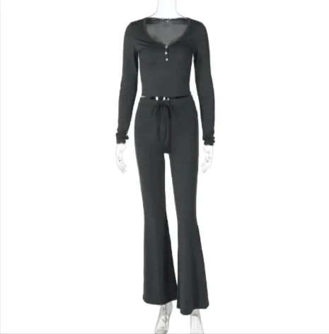 European And American Long Sleeve Fashion Drawstring Trousers