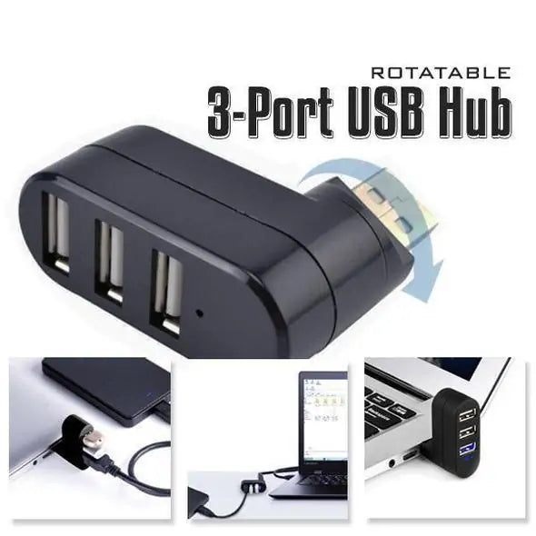 Rotatable 3 Port USB Mini Adapter