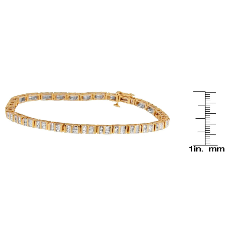 14K Yellow Gold Round and Baguette-Cut Diamond Bracelet (2.00 cttw, H-I Color, SI2-I1 Clarity)