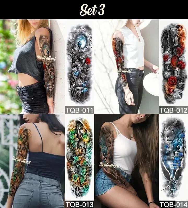 Easy Apply Waterproof Full Arm Sleeve Tattoo