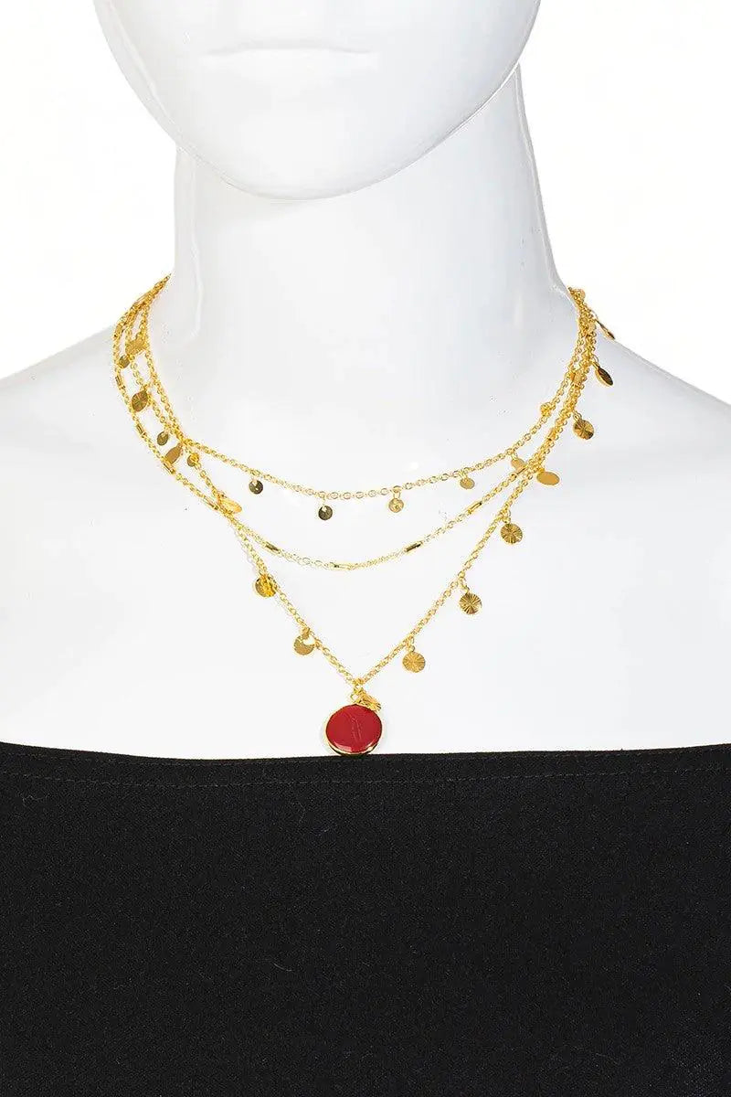 Ethnic Layer Chain Circle Rhinestone Coin Necklace