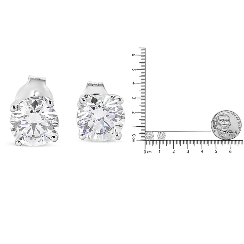 14K White Gold 1 3/4 Cttw Lab Grown Round Brilliant Diamond Solitaire Stud Earring (F-G Color, VS2-SI1 Clarity)