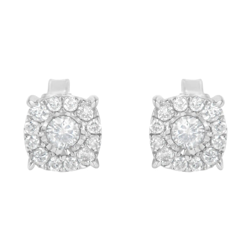 Sterling Silver Diamond Square Stud Earring (1/2 cttw, I-J Color, I2-I3 Clarity)