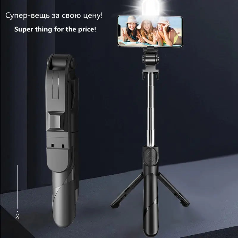 Wireless Selfie Stick Mini Tripod Extendable Monopod with fill light