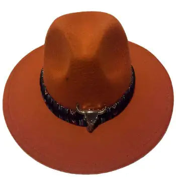 Wool Fedora Hat With Punk Ribbon