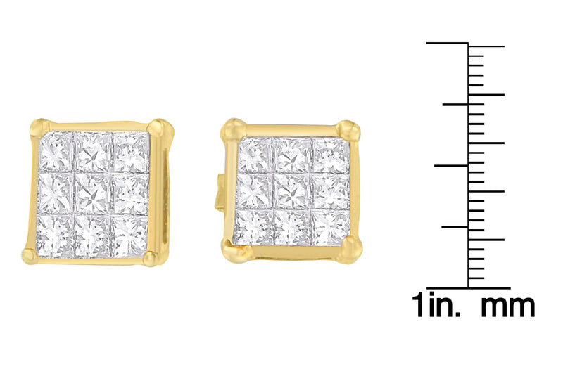 14K Yellow Gold 1/2 cttw Princess Cut Diamond Earrings (H-I, VS1-VS2)