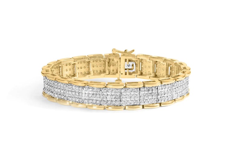 10K Yellow Gold 5.00 Cttw Round-Cut Diamond Link 7" Bracelet (J-K Color, I1-I2 Clarity)