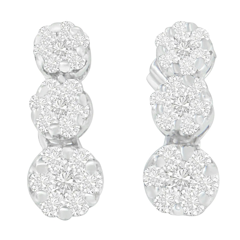 18K White Gold 1 cttw Round Cut Diamond Earrings (H-I, SI2-I1)