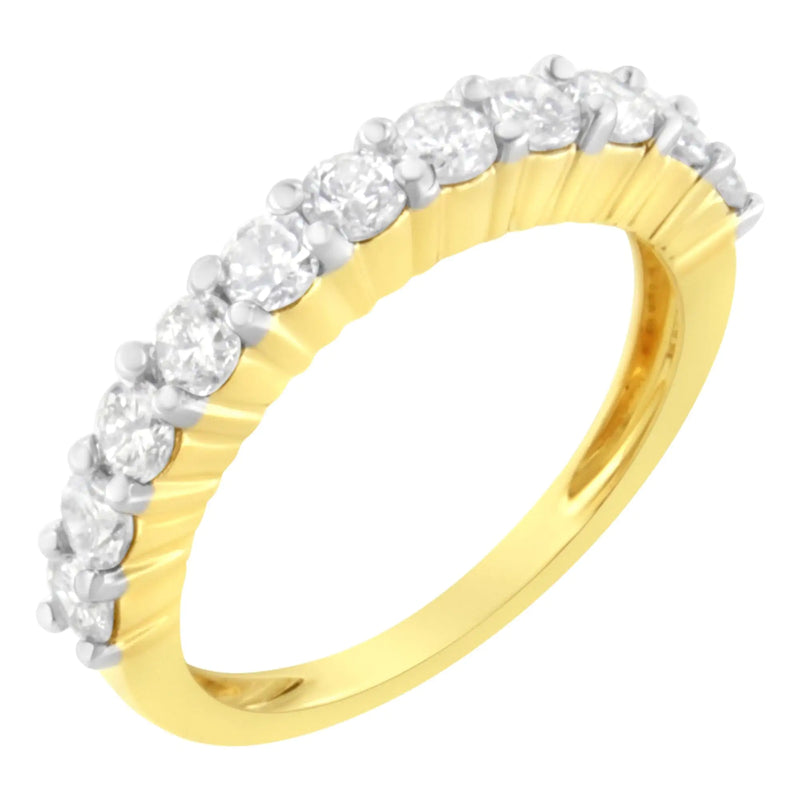 IGI Certified 1.0 Cttw Diamond 10K Yellow Gold Prong Set Fluted Band Style Wedding Ring (J-K Color, I1-I2 Clarity)