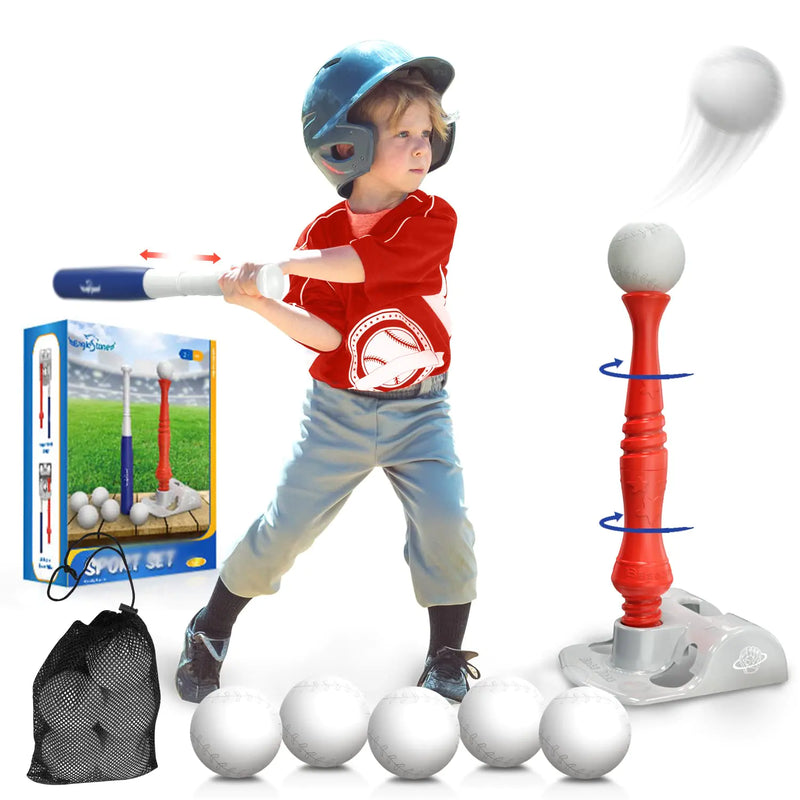 EagleStone T Ball Sets for Kids 3-5 5-8 Tee Ball Set for Toddlers Baseball Outdoor Toy Includes 6 Large Balls Adjustable Teeball Batting Tee Tball Games for Boys & Girls Kids Ages 3-12 Years