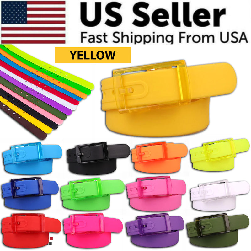 Adjustable Cut to Fit Rubber Plastic Jelly Silicone Casual Belt With Buckle USA