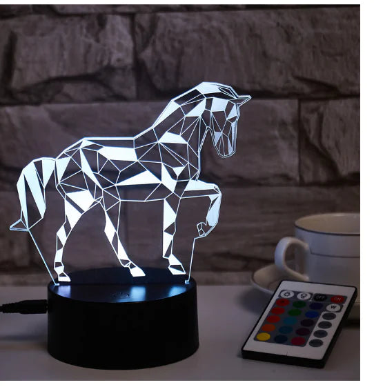 3D LED Race Horse Night Light