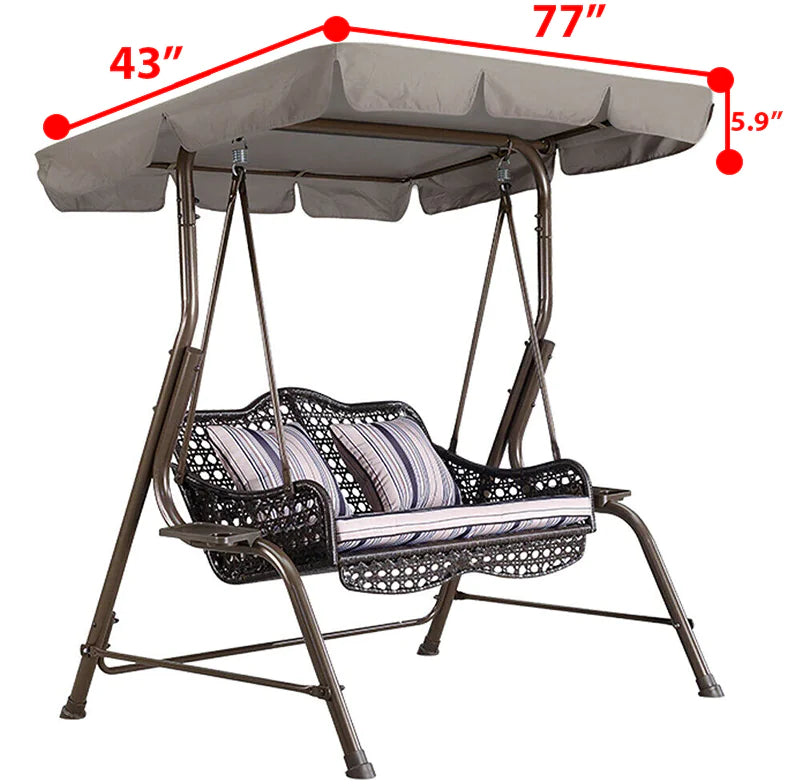 77"x43" Patio Outdoor Garden Swing 300D Canopy Replacement Porch Top Cover Seat