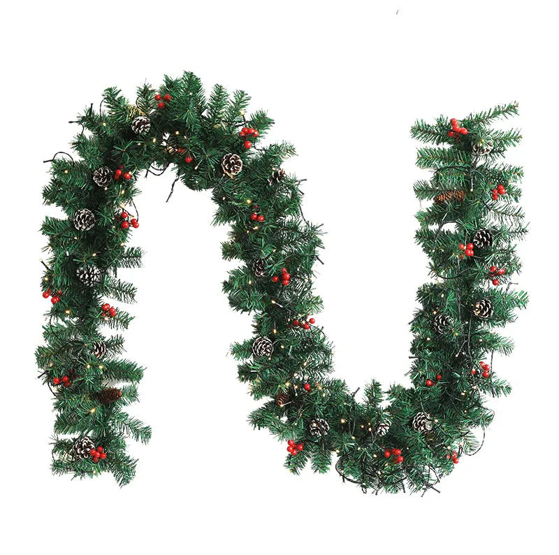 Pre-Lit 2.7m Green Christmas Garland Cane Decoration