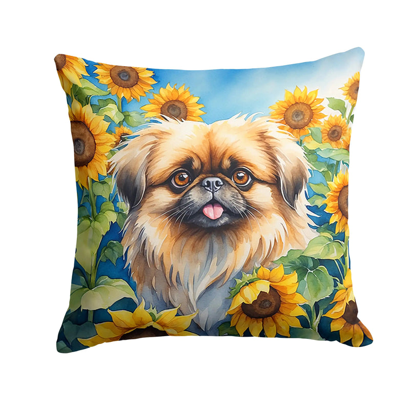 Pekingese in Sunflowers Throw Pillow