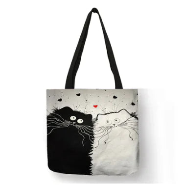 Linen Cat Shoulder Bag