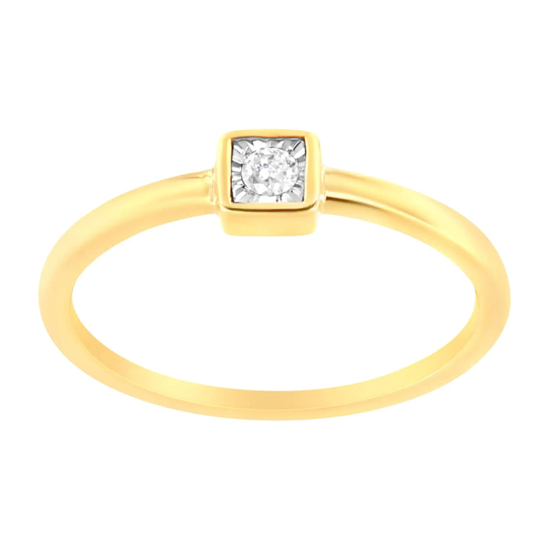 14K Yellow Gold Plated .925 Sterling Silver 1/20 cttw Miracle Set Diamond Promise Ring (J-K Color, I1-I2 Clarity)