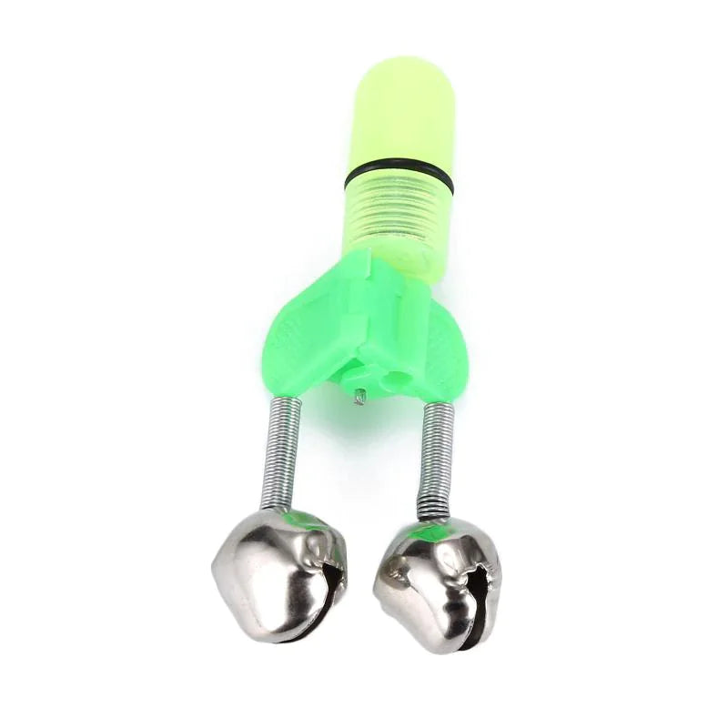 10/40 PC LED Night Fishing Bite Bait Alarm 2 Bells Light Rod Tip Clip Alert Ring