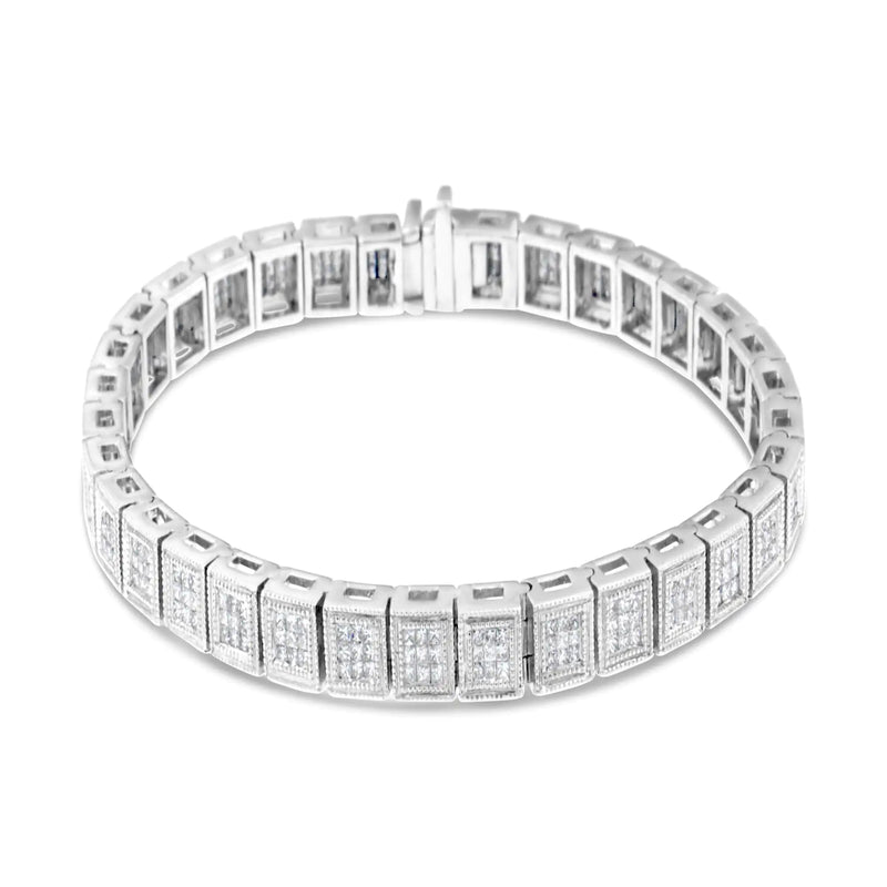 14K White Gold Princess Cut Diamond Cube Bracelet (2.86 cttw, H-I Color, SI1-SI2 Clarity)