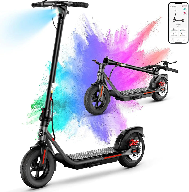 SISIGAD Electric Scooter Adults 10" Solid Tires 350W Motor Peak 500W Max 19 Mph Speed Up to 20 Miles Long Range Portable Folding E-Scooter for Adults Commuter with Dual Braking System and App