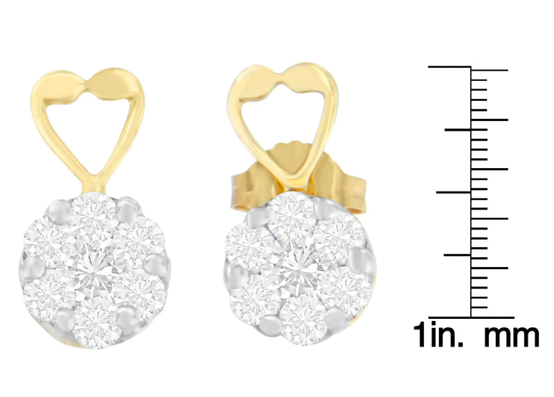 14K Yellow Gold 1ct. TDW Round-cut Diamond Earrings (I-J,SI2-I1)