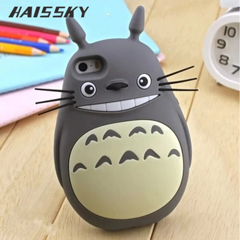 Cute Cartoon 3D My Neighbor Totoro Case For iPhone 6 6s 5 5S SE 7 7plus Case Soft Silicone Back Cover Mobile Phone Case