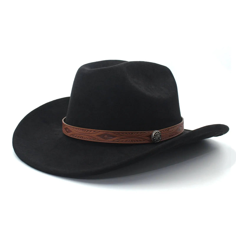 LIDHAY Cowboy Hat for Women Men Wide Brim Cowboy Cowgirl Hats Western Suede Cattleman Cowboy Hats 181KM Black