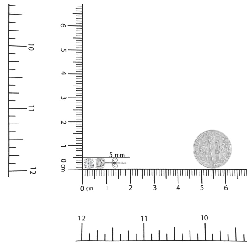 .925 Sterling Silver 1/2 Cttw Cttw Prong Set Lab Grown Round Diamond Cluster Stud Earring (F-G Color, SI1-SI2 Clarity)