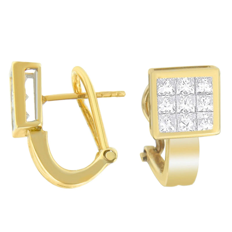 14K Yellow Gold 1 cttw Princess Cut Diamond Composite Earrings (G-H, SI2-I1)