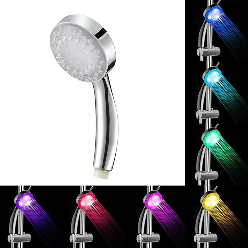 Handheld 7 Color Changing LED Light Water Bath Home Bathroom Shower Head Glow