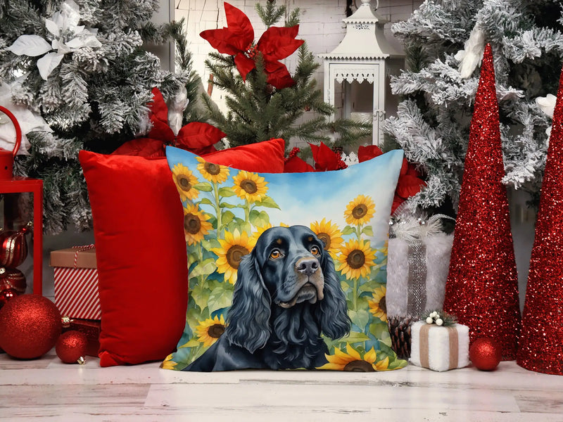 Cocker Spaniel in Sunflowers Throw Pillow