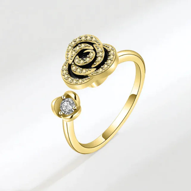 Rotating Rose Flower Opening Ring