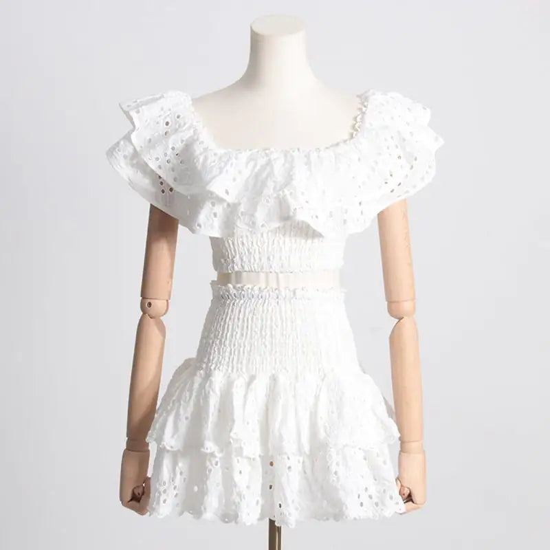 Seaside Vacation Two-Piece Ruffled Shirt & Skirt Set