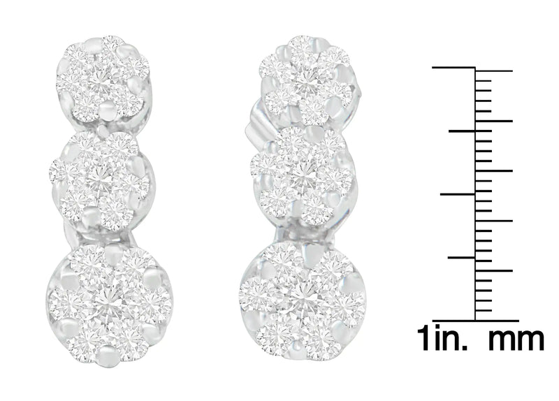 18K White Gold 1 cttw Round Cut Diamond Earrings (H-I, SI2-I1)